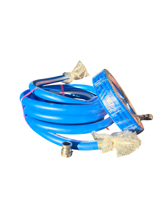 material and air hose with connector for a Predator Pro spray, along with metal fittings.